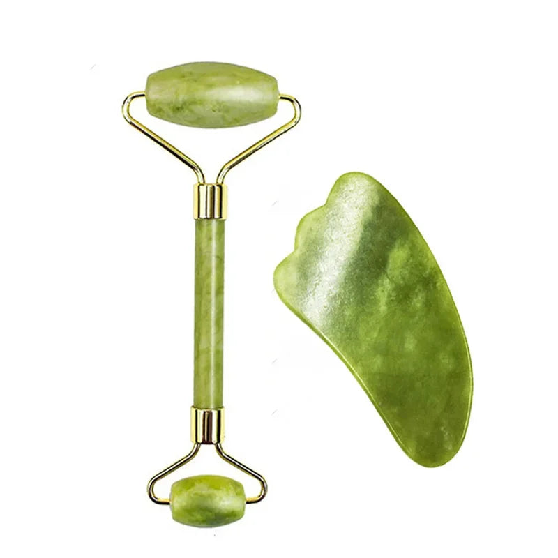 Gua Sha Sculptant en Jade Verte — Drainer, Déstresser & Raffermir en 10 min