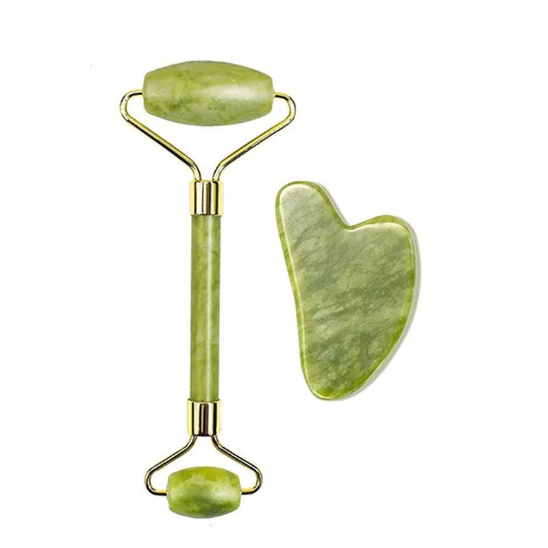 Gua Sha Sculptant en Jade Verte — Drainer, Déstresser & Raffermir en 10 min